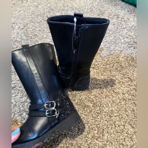 Rachel Zoe Black Glitter Kids Boots